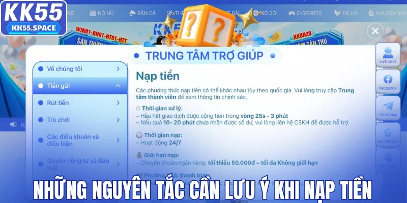 Những nguyên tắc cần lưu ý khi nạp tiền